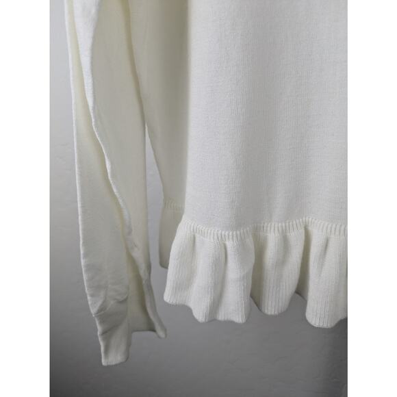 Sejour Ivory Long Sleeve Ruffle Hem Cardigan Sweater Nordstrom - Picture 5 of 7